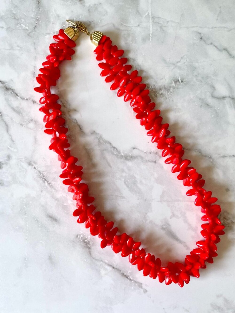 Coral Stacked Beaded Necklace
